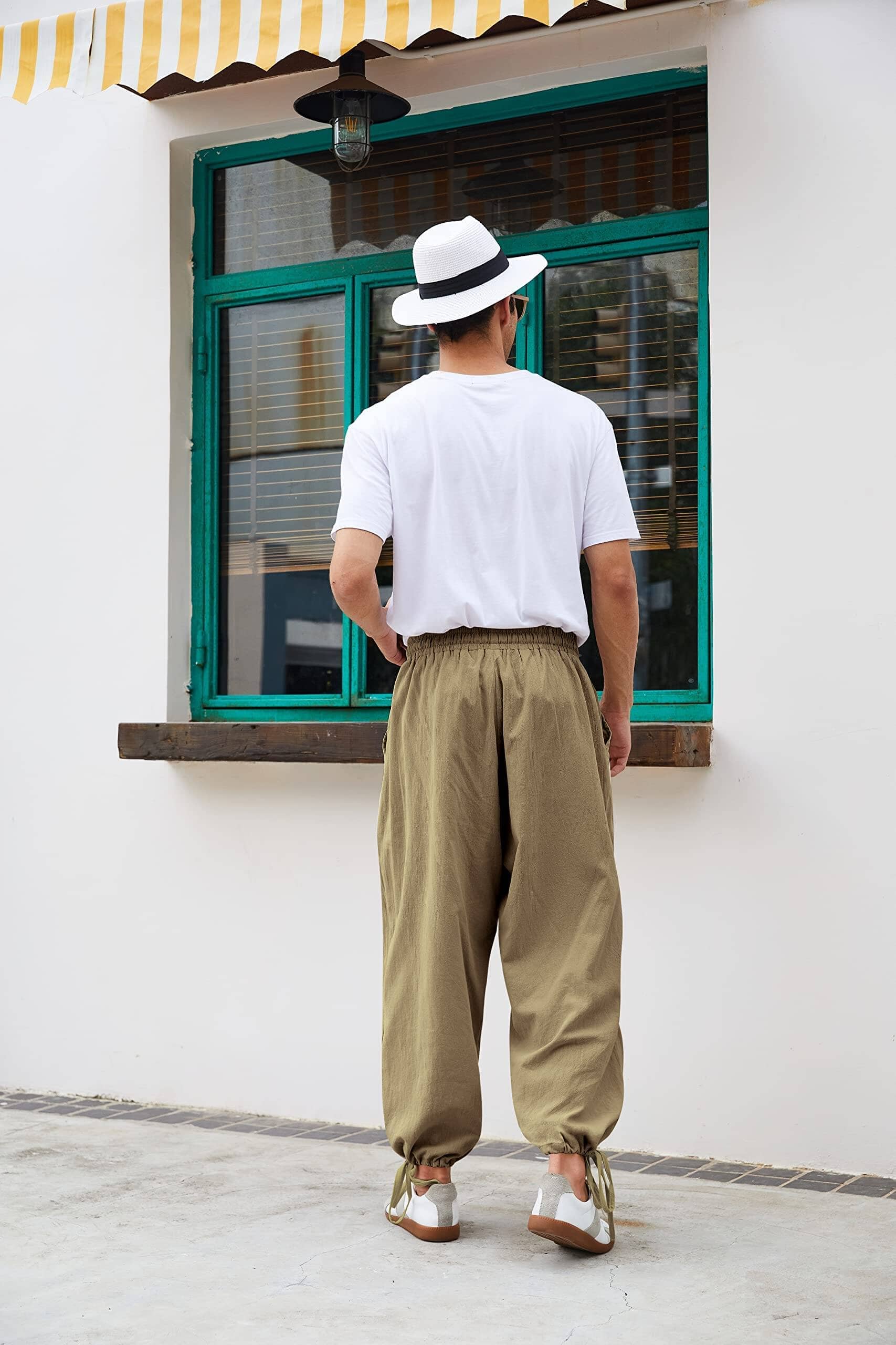 Cotton Linen Loose Yoga Pants — Men's | Wide-Leg Relaxed Fit | Breathable Essential