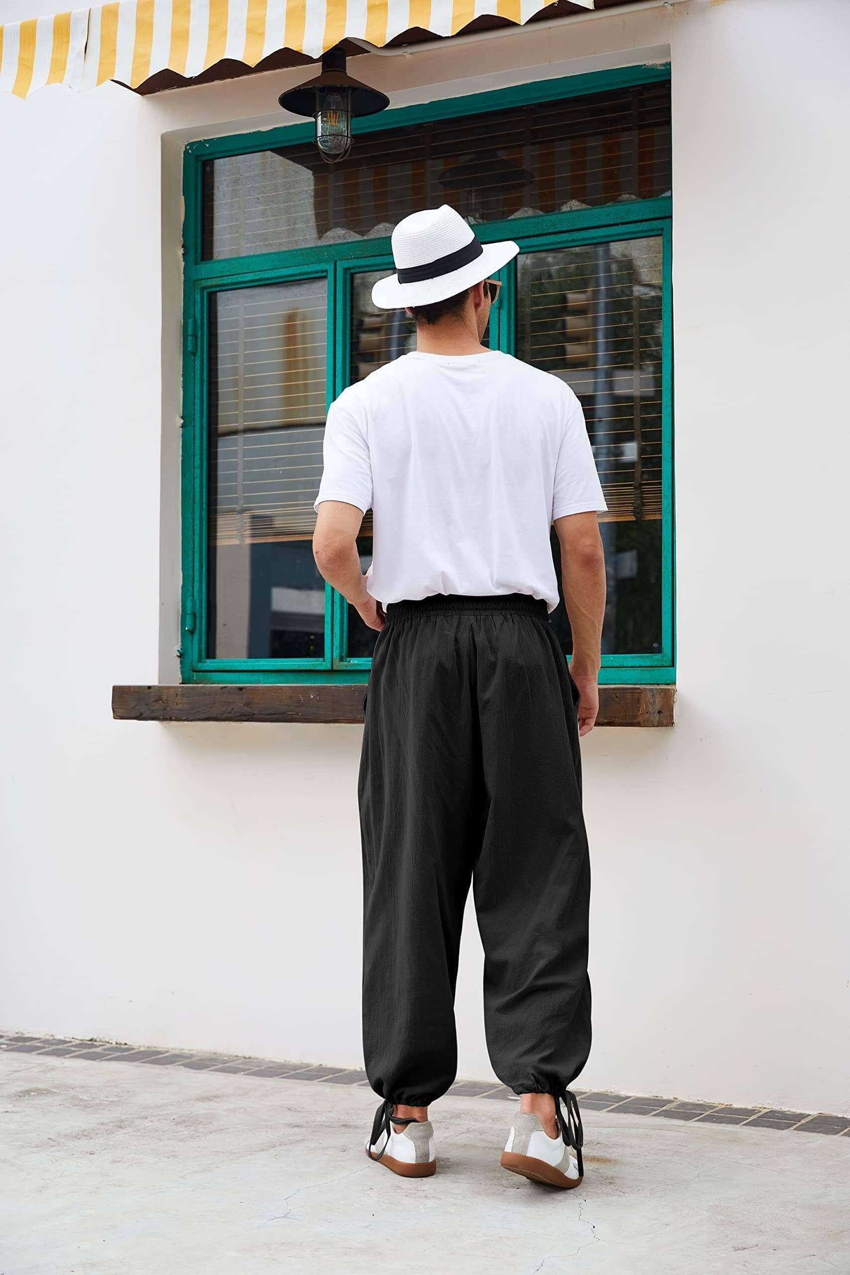 Cotton Linen Loose Yoga Pants — Men's | Wide-Leg Relaxed Fit | Breathable Essential