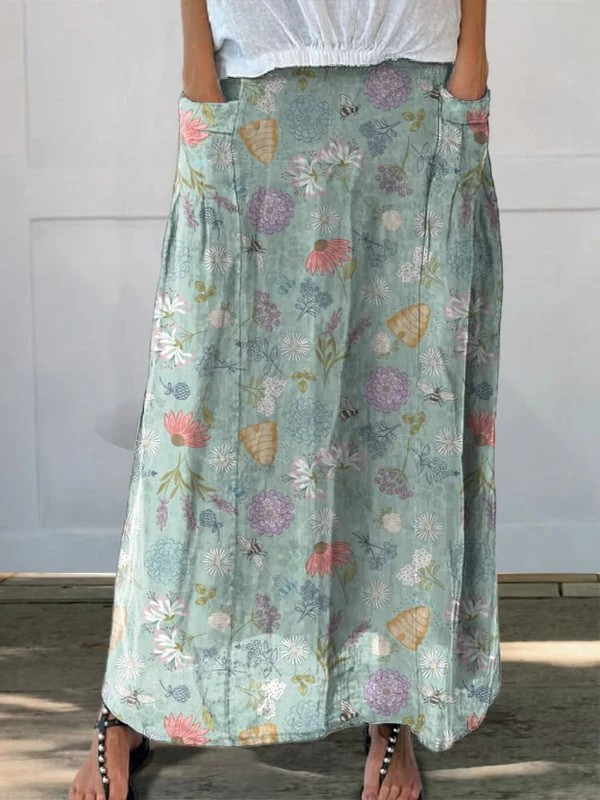 Daisy — Floral Print Woven Pocket Skirt | Elastic Waist | Playful & Pretty