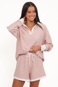 Dealia — Striped Ribbed Knit Short Set | Stretch Fit | Polished Casual