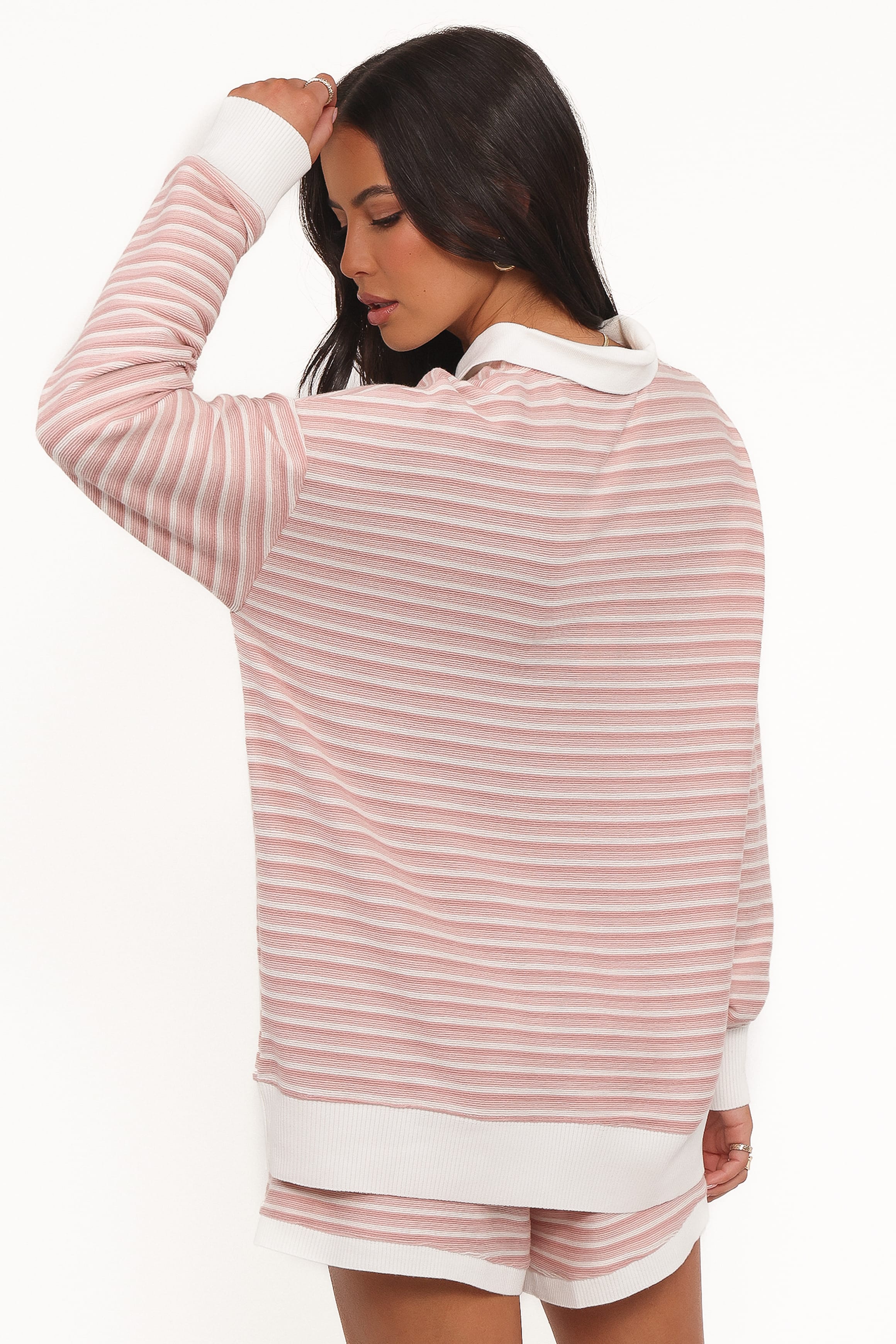 Dealia — Striped Ribbed Knit Short Set | Stretch Fit | Polished Casual