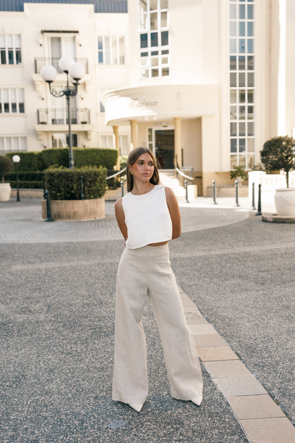 Devlin — Neutral Wide-Leg Woven Trousers | Relaxed Fit | Everyday Essential