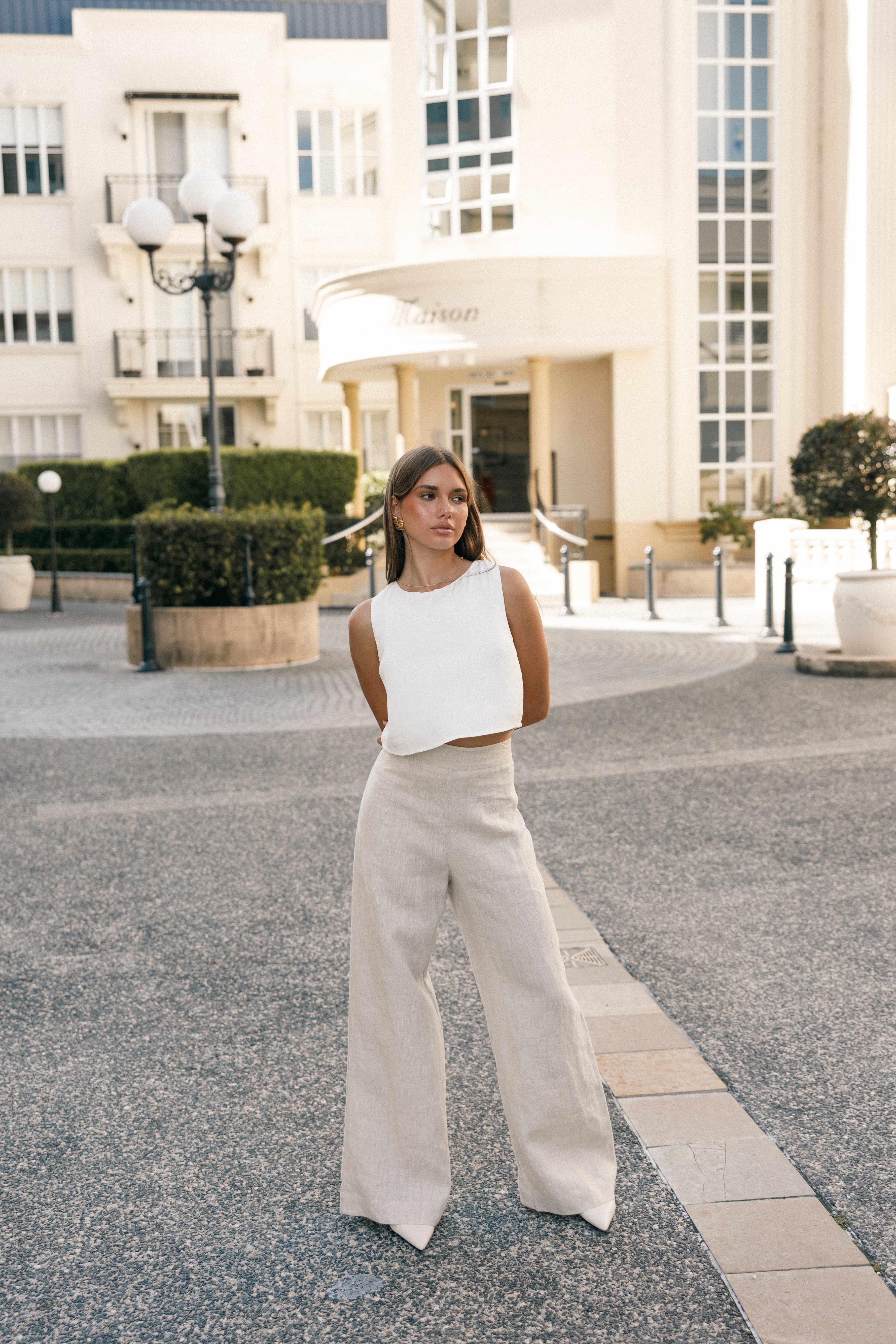 Devlin — Neutral Wide-Leg Woven Trousers | Relaxed Fit | Everyday Essential