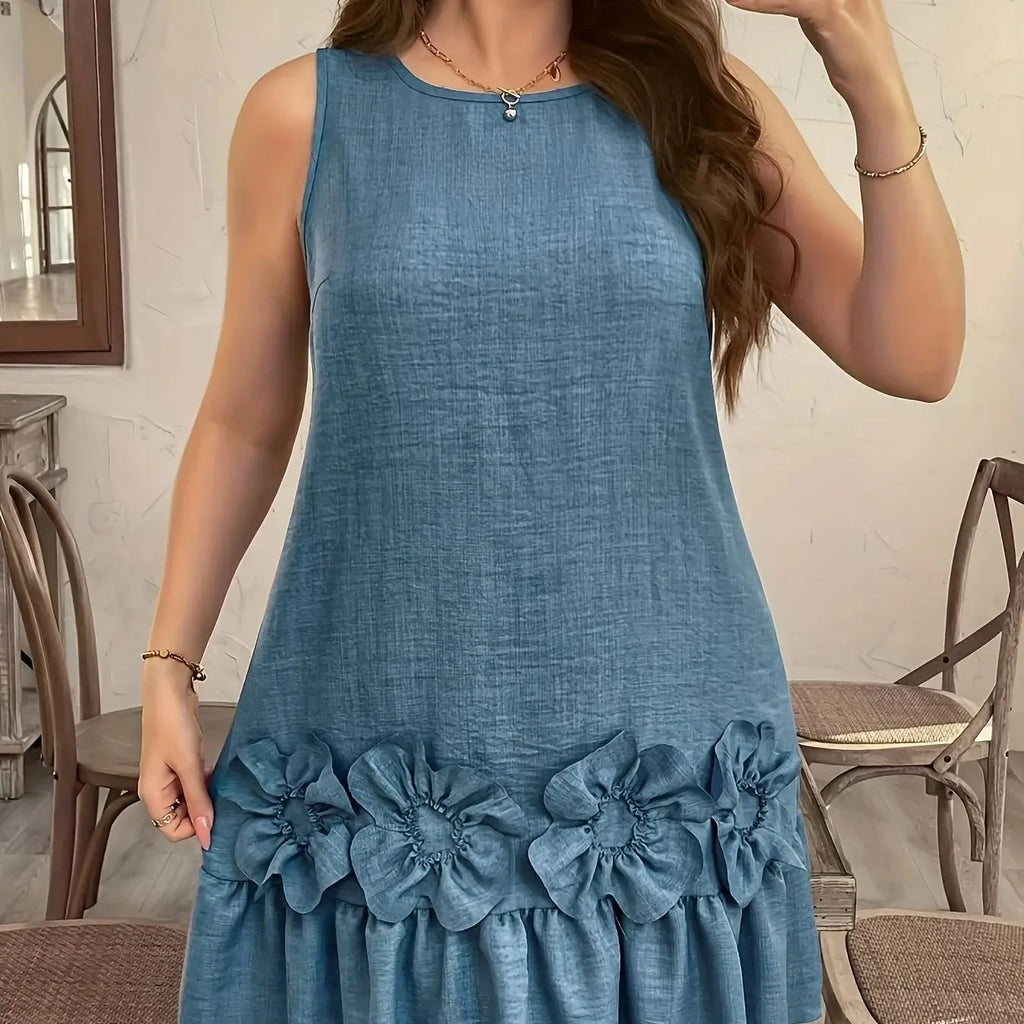 Embossed Floral Cotton Midi Dress — Women's | Textured Woven | Resort Wear