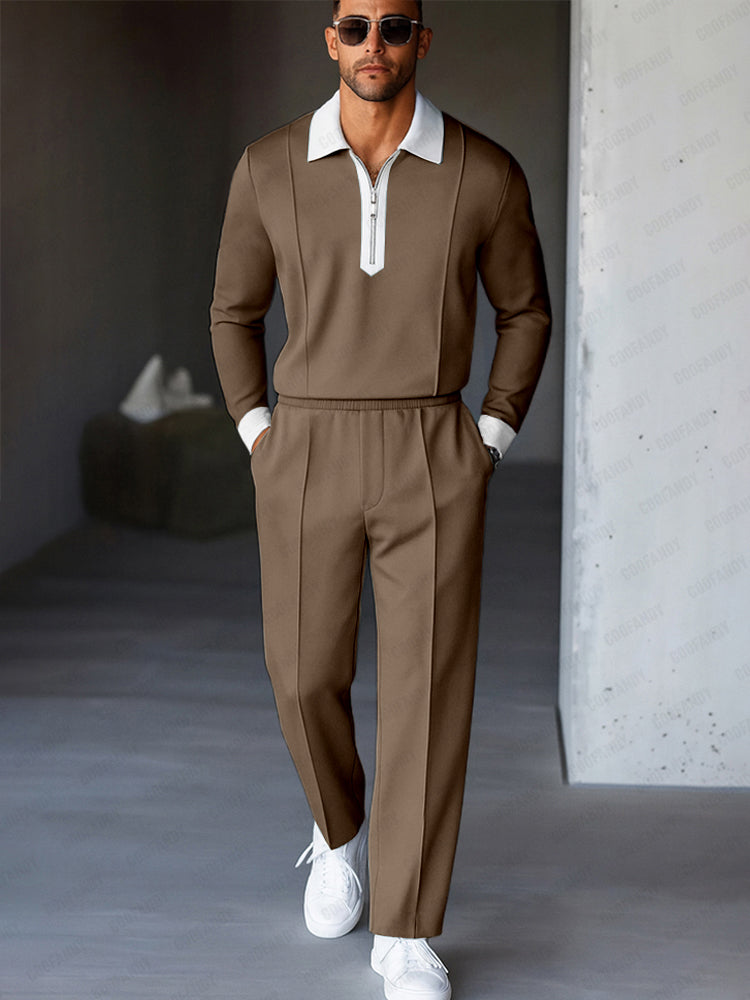 Two-Tone Stretch Woven Set — Men's | Relaxed Fit | Colour-Block Casual