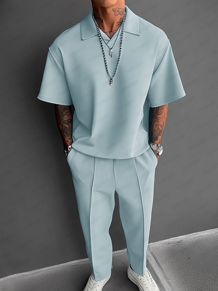 Stretch Woven Summer Two-Piece Set — Men's | Relaxed Fit | Resort & Vacation