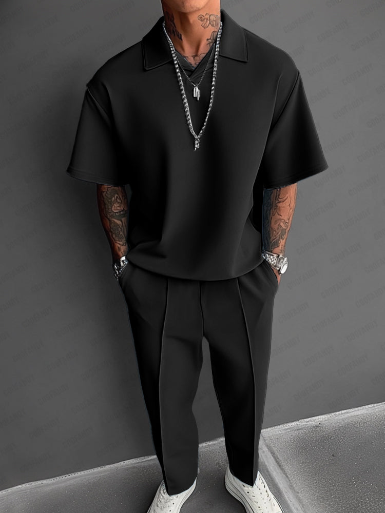 Stretch Woven Summer Two-Piece Set — Men's | Relaxed Fit | Resort & Vacation