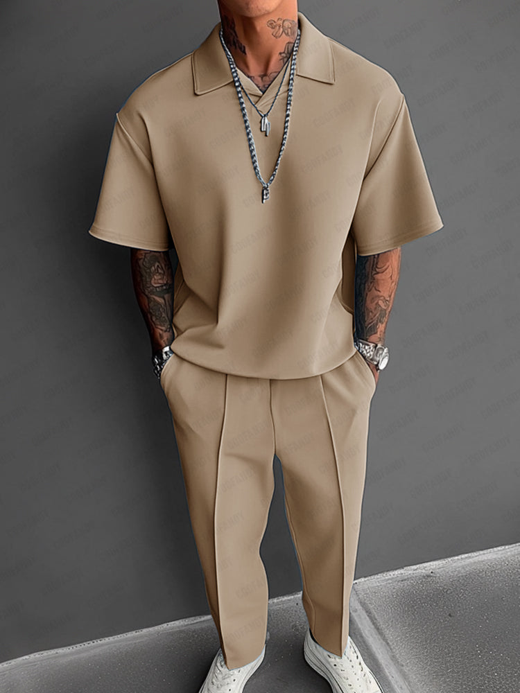 Stretch Woven Summer Two-Piece Set — Men's | Relaxed Fit | Resort & Vacation