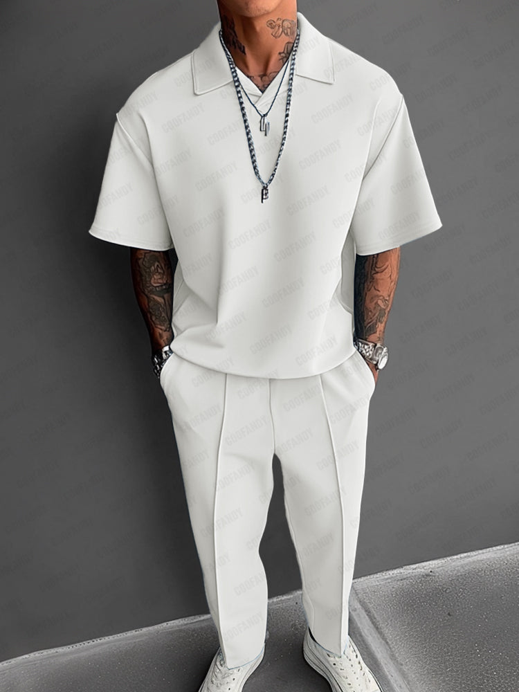 Stretch Woven Summer Two-Piece Set — Men's | Relaxed Fit | Resort & Vacation