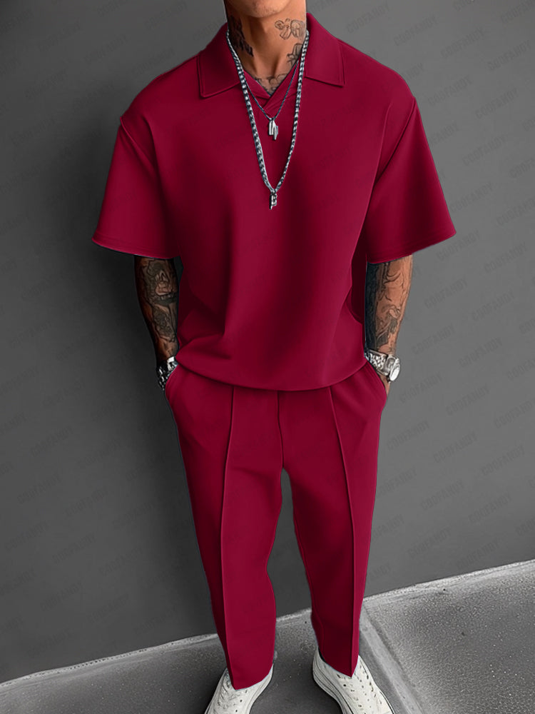 Stretch Woven Summer Two-Piece Set — Men's | Relaxed Fit | Resort & Vacation