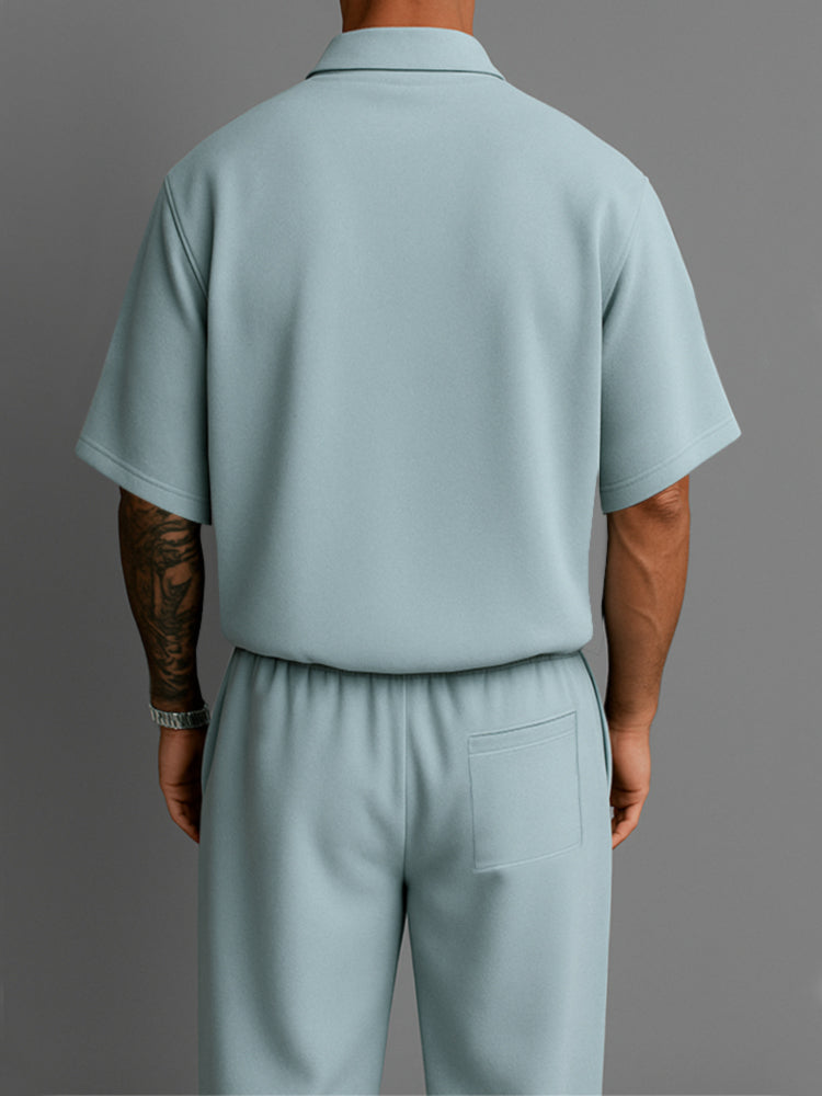 Stretch Woven Summer Two-Piece Set — Men's | Relaxed Fit | Resort & Vacation