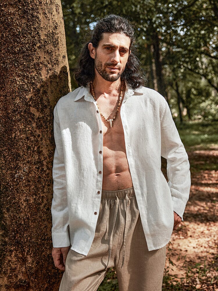 100% Linen Woven Shirt — Men's | Relaxed Fit | Pure Comfort Essential
