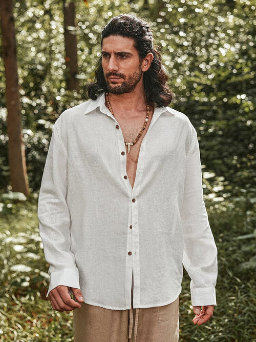 100% Linen Woven Shirt — Men's | Relaxed Fit | Pure Comfort Essential