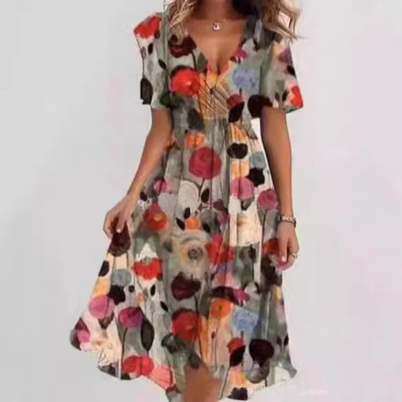 Ruffle-Hem Chiffon Midi Dress — Women's | A-Line Silhouette | Feminine Occasion