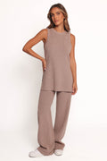 Ellory — Ribbed Knit Pant Set | Relaxed Stretch Fit | Neutral Everyday