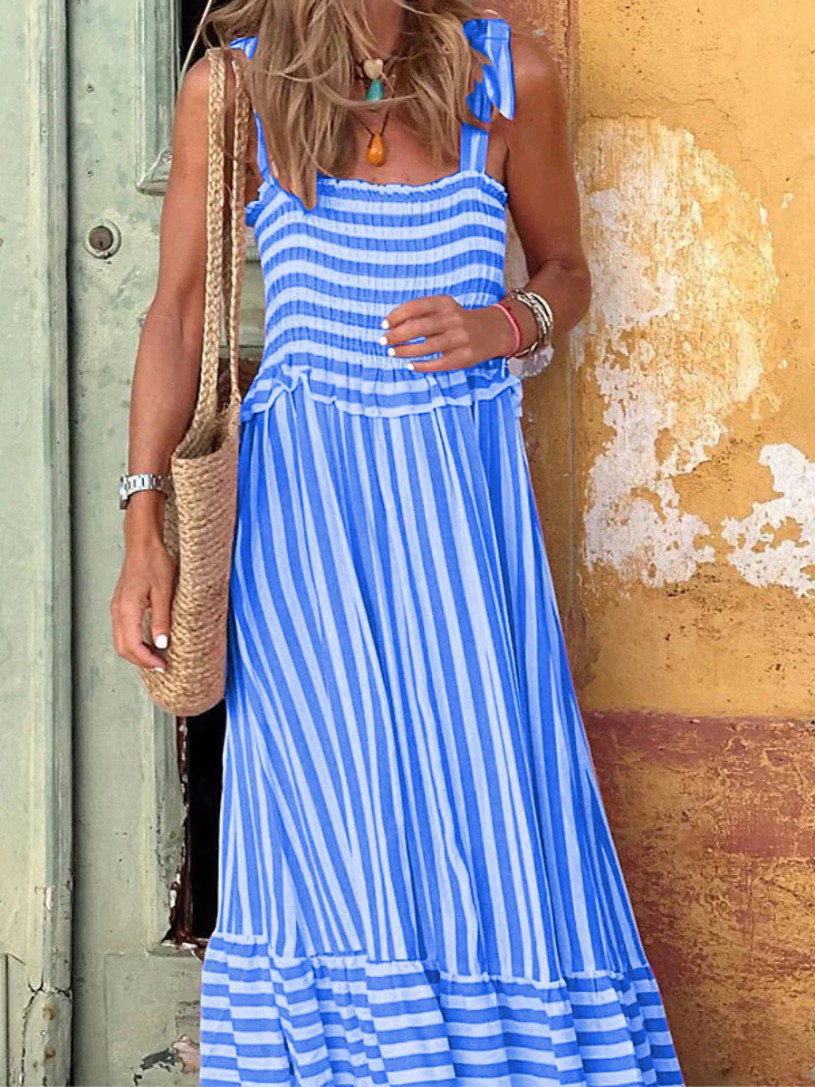 Emilia — Striped Woven Midi Dress | A-Line Silhouette | Fresh & Feminine