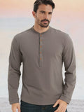 100% Cotton Henley Shirt — Men's | Relaxed Fit | Clean Everyday Staple
