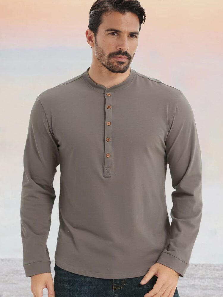 100% Cotton Henley Shirt — Men's | Relaxed Fit | Clean Everyday Staple