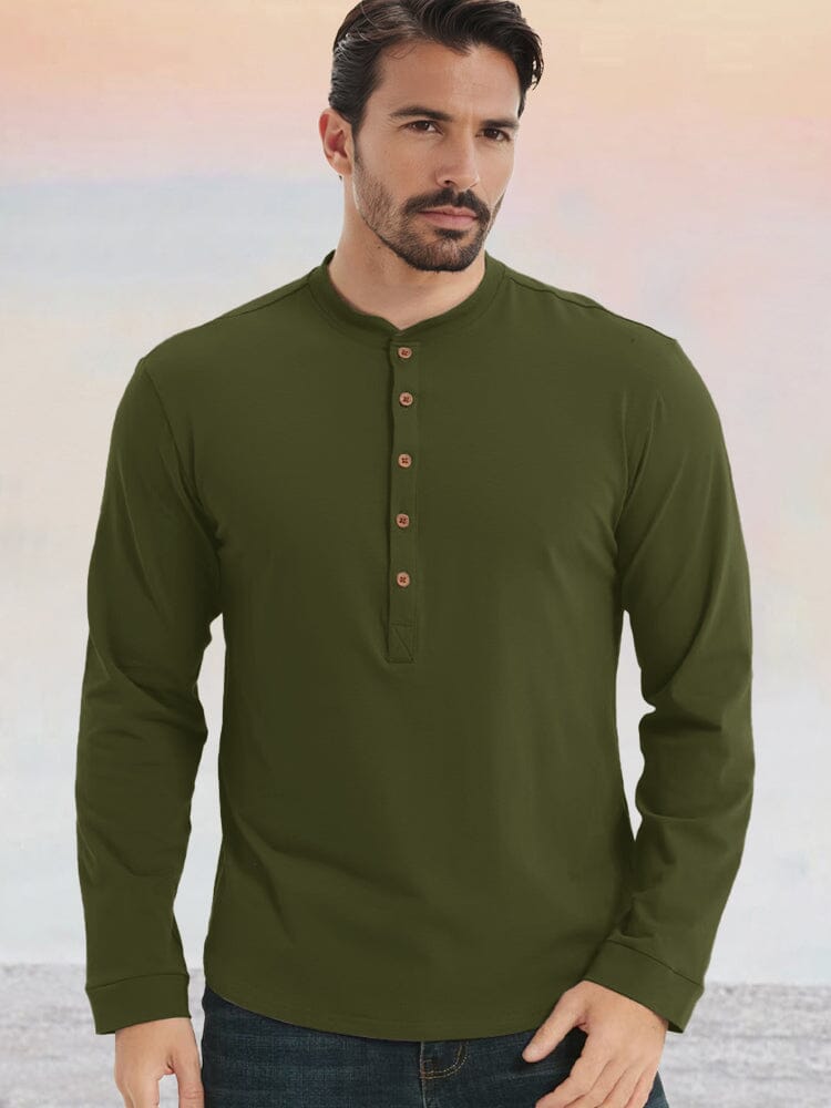 100% Cotton Henley Shirt — Men's | Relaxed Fit | Clean Everyday Staple