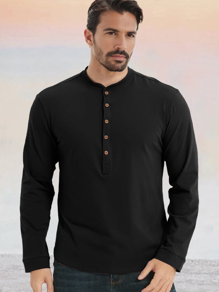 100% Cotton Henley Shirt — Men's | Relaxed Fit | Clean Everyday Staple