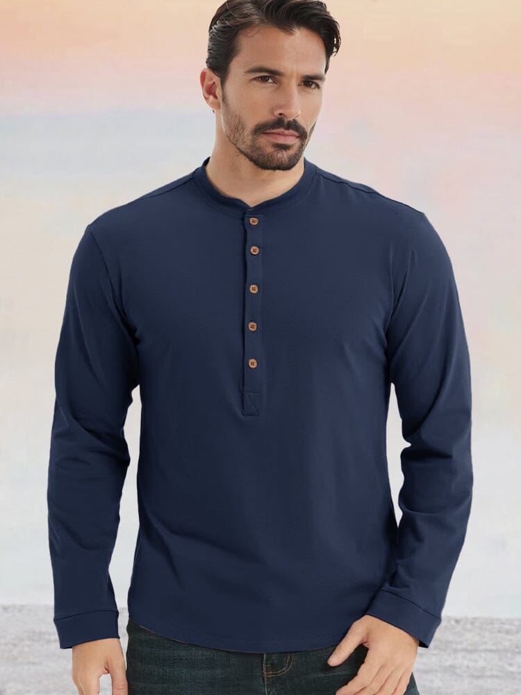 100% Cotton Henley Shirt — Men's | Relaxed Fit | Clean Everyday Staple