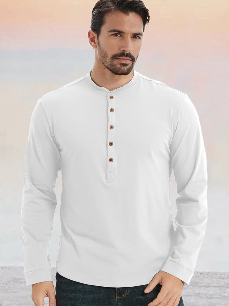 100% Cotton Henley Shirt — Men's | Relaxed Fit | Clean Everyday Staple