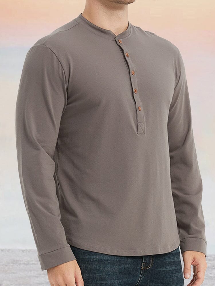 100% Cotton Henley Shirt — Men's | Relaxed Fit | Clean Everyday Staple