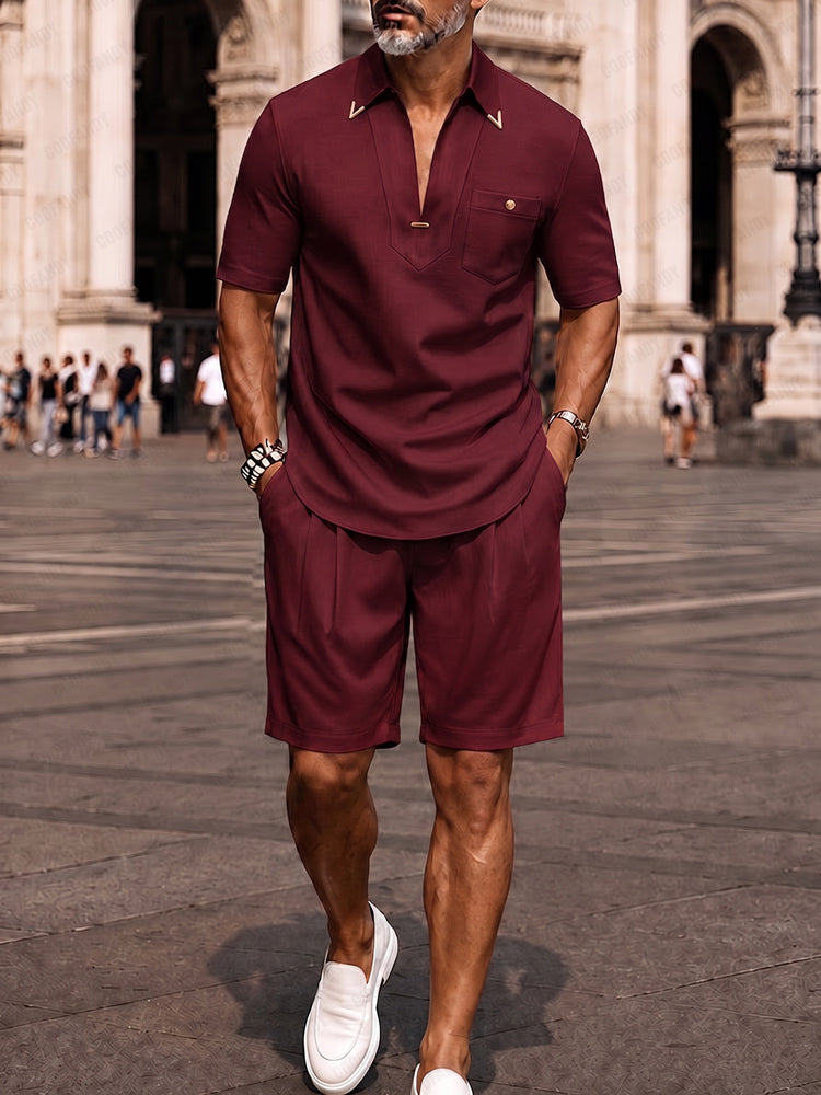 Stretch Woven Resort Two-Piece Set — Men's | Relaxed Fit | Summer & Vacation