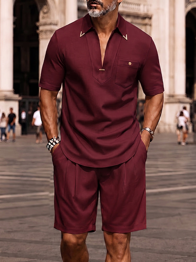 Stretch Woven Resort Two-Piece Set — Men's | Relaxed Fit | Summer & Vacation