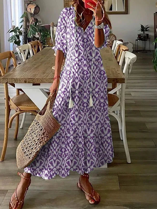 Drawstring Linen-Look Maxi Dress — Women's | Relaxed Fit | Summer Essential