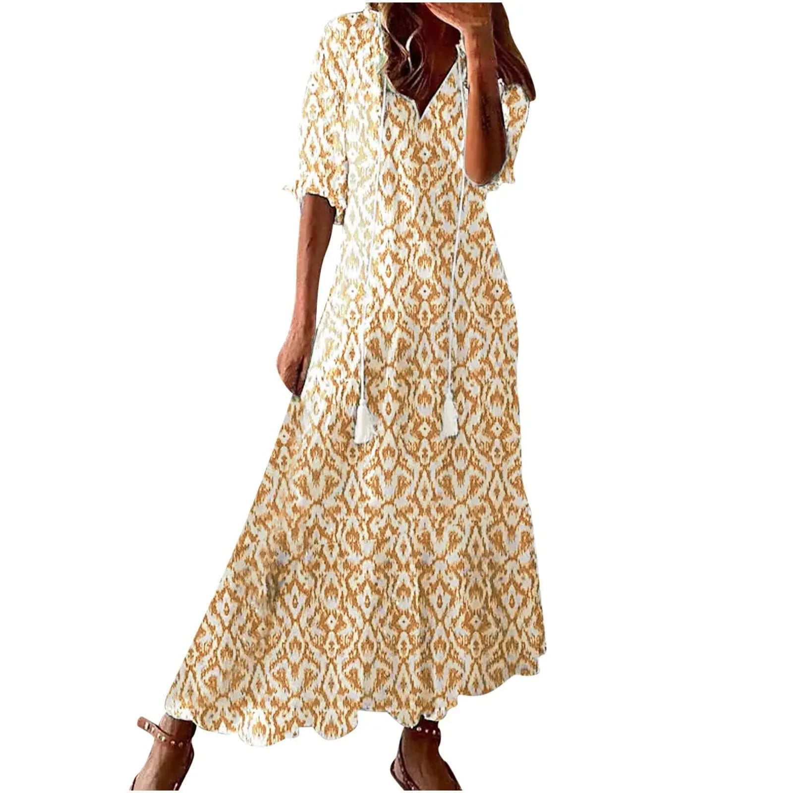 Drawstring Linen-Look Maxi Dress — Women's | Relaxed Fit | Summer Essential