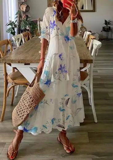 Drawstring Linen-Look Maxi Dress — Women's | Relaxed Fit | Summer Essential