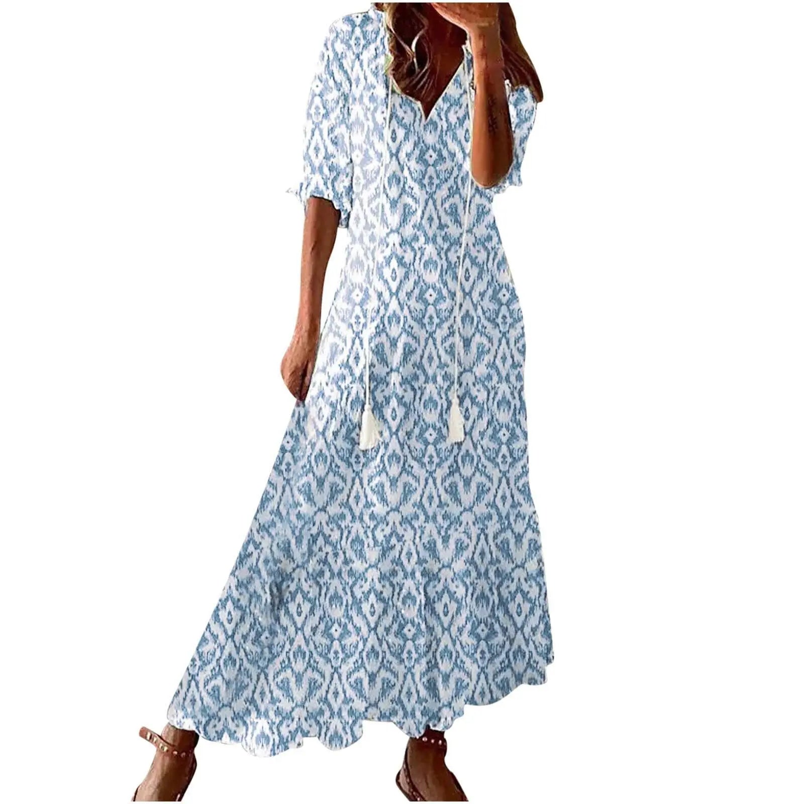 Drawstring Linen-Look Maxi Dress — Women's | Relaxed Fit | Summer Essential
