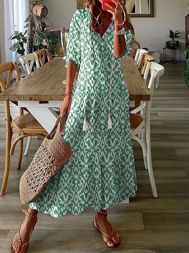 Drawstring Linen-Look Maxi Dress — Women's | Relaxed Fit | Summer Essential