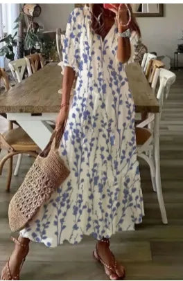 Drawstring Linen-Look Maxi Dress — Women's | Relaxed Fit | Summer Essential