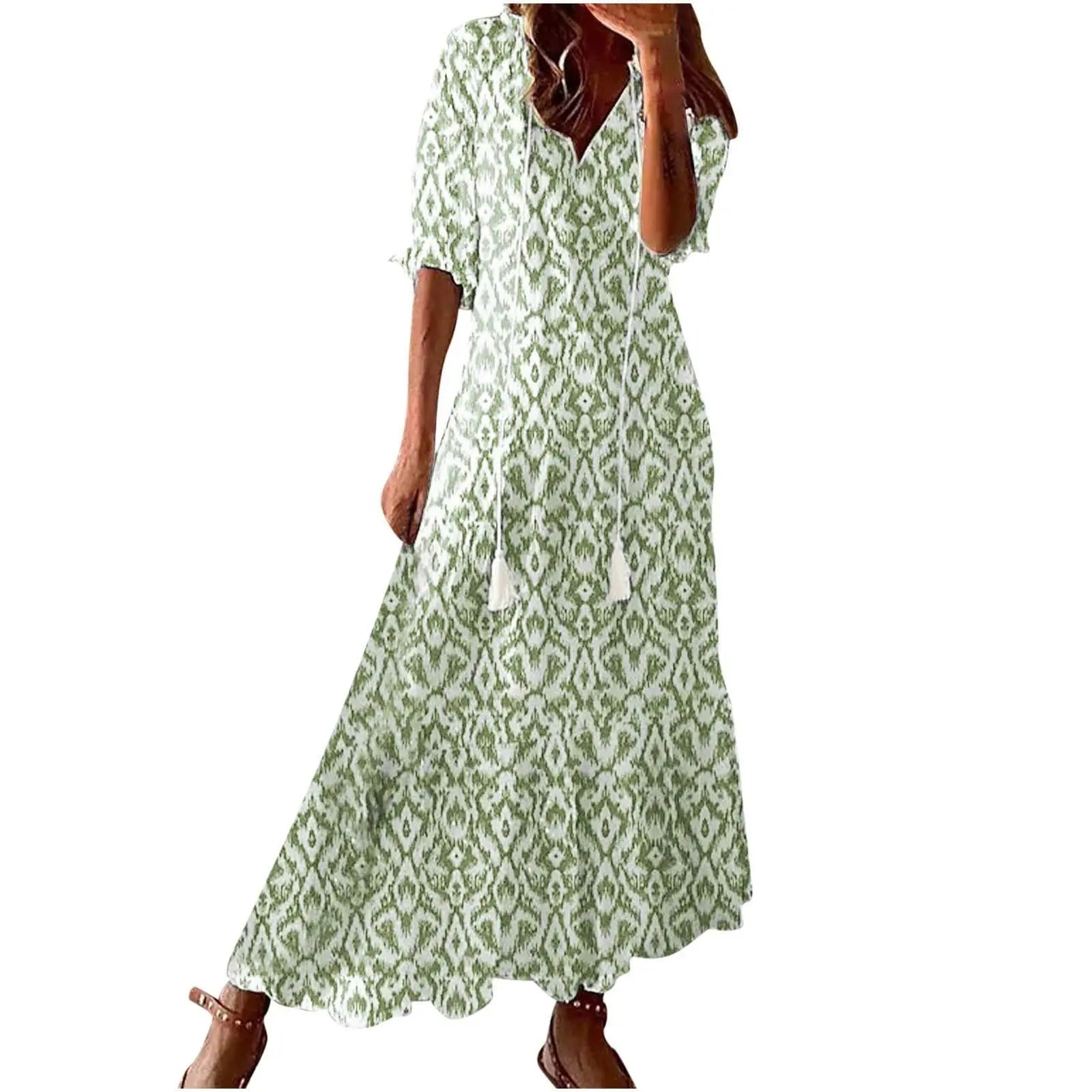 Drawstring Linen-Look Maxi Dress — Women's | Relaxed Fit | Summer Essential