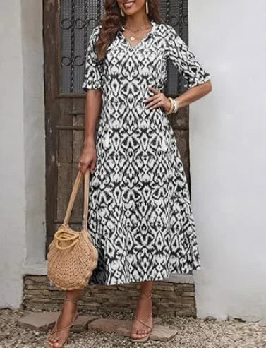 Drawstring Linen-Look Maxi Dress — Women's | Relaxed Fit | Summer Essential