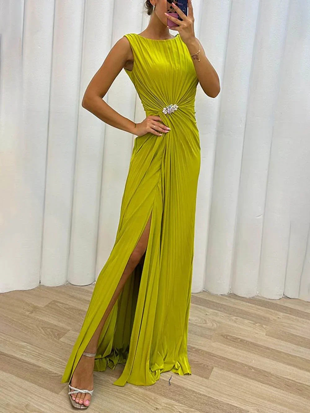 Freesia — Pleated Chiffon Maxi Dress | Flowy Silhouette | Feminine Occasion