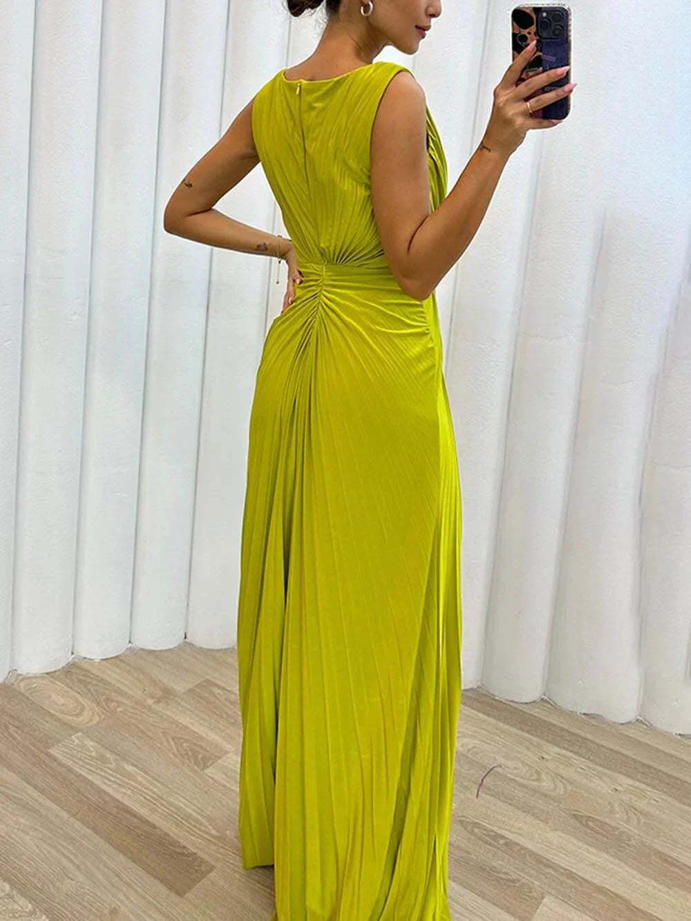 Freesia — Pleated Chiffon Maxi Dress | Flowy Silhouette | Feminine Occasion