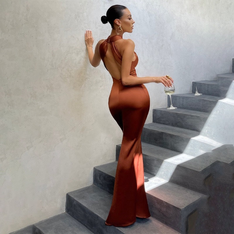 Georgia — Open-Back Fishtail Maxi Dress | Fitted Bodice | Sultry Evening
