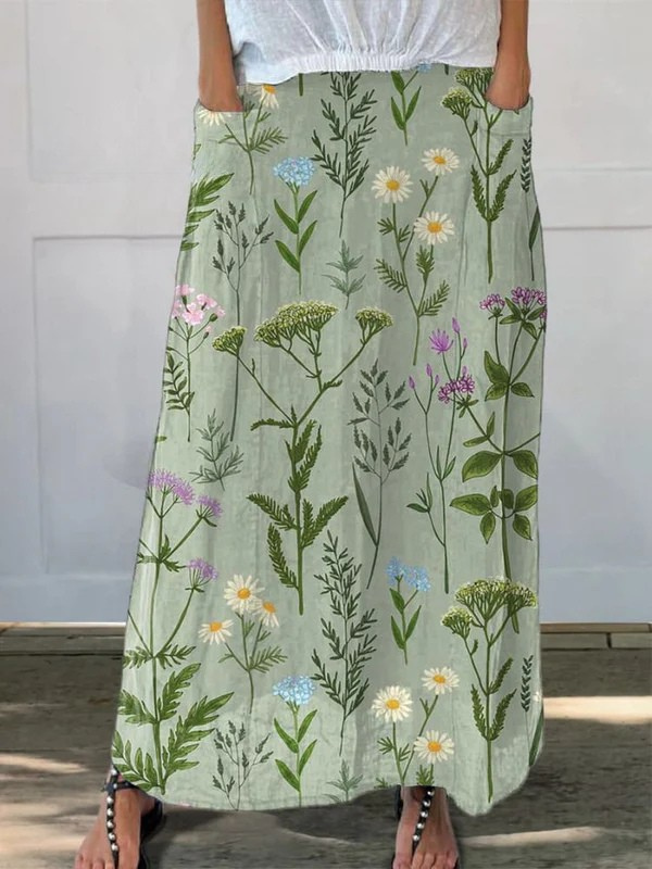 Gerlin — Floral Print Woven Pocket Skirt | Elastic Waist | Garden Style