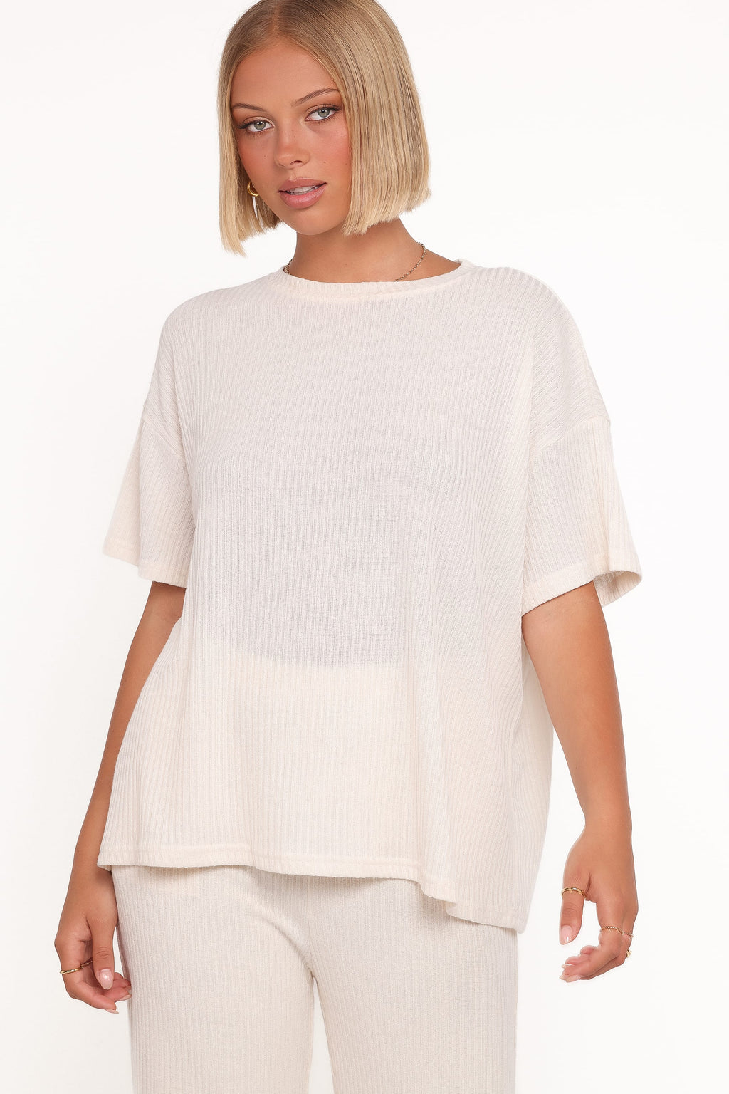 Granger — Ribbed Knit Wide-Leg Trousers | Stretch Fit | Neutral Everyday