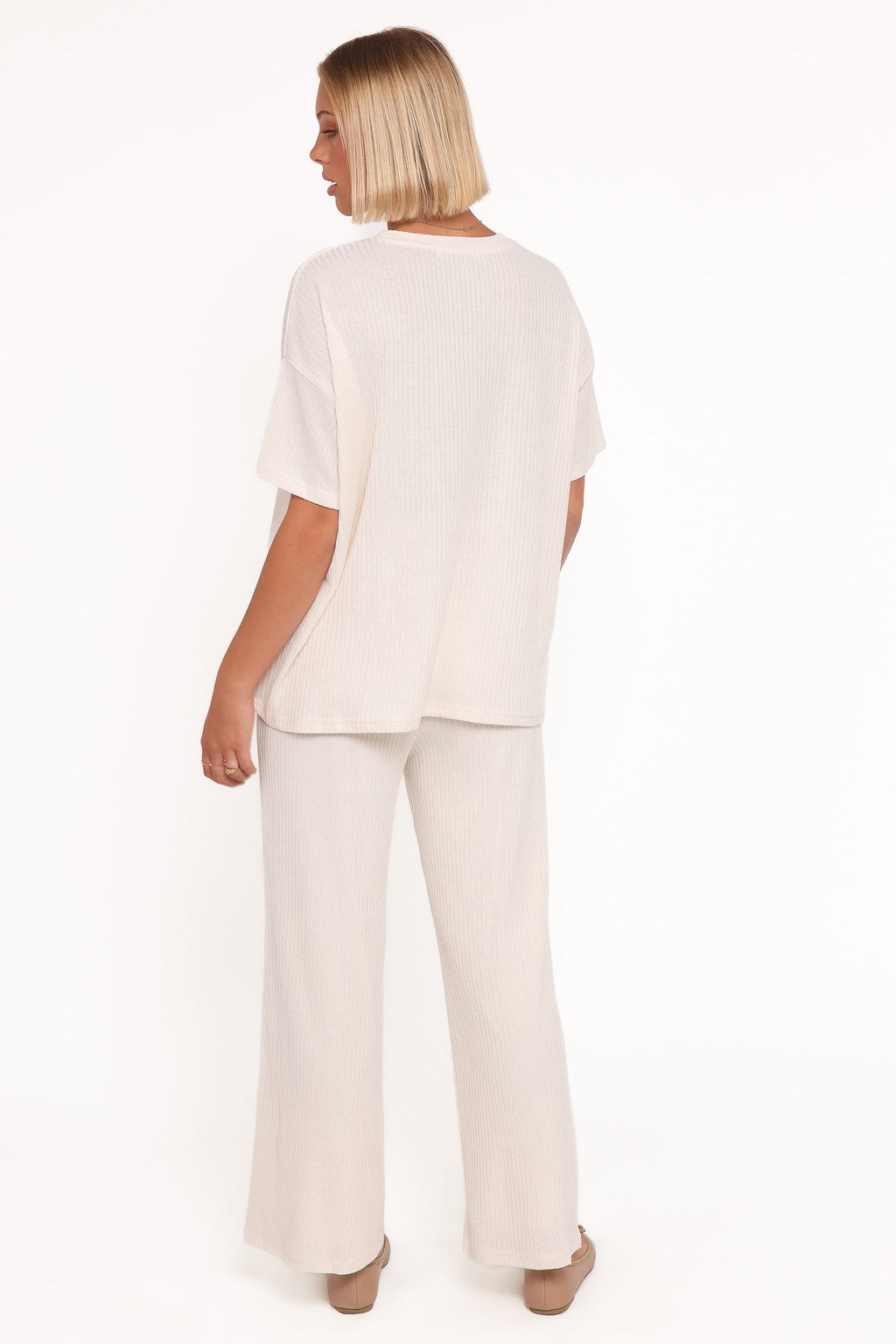 Granger — Ribbed Knit Wide-Leg Trousers | Stretch Fit | Neutral Everyday