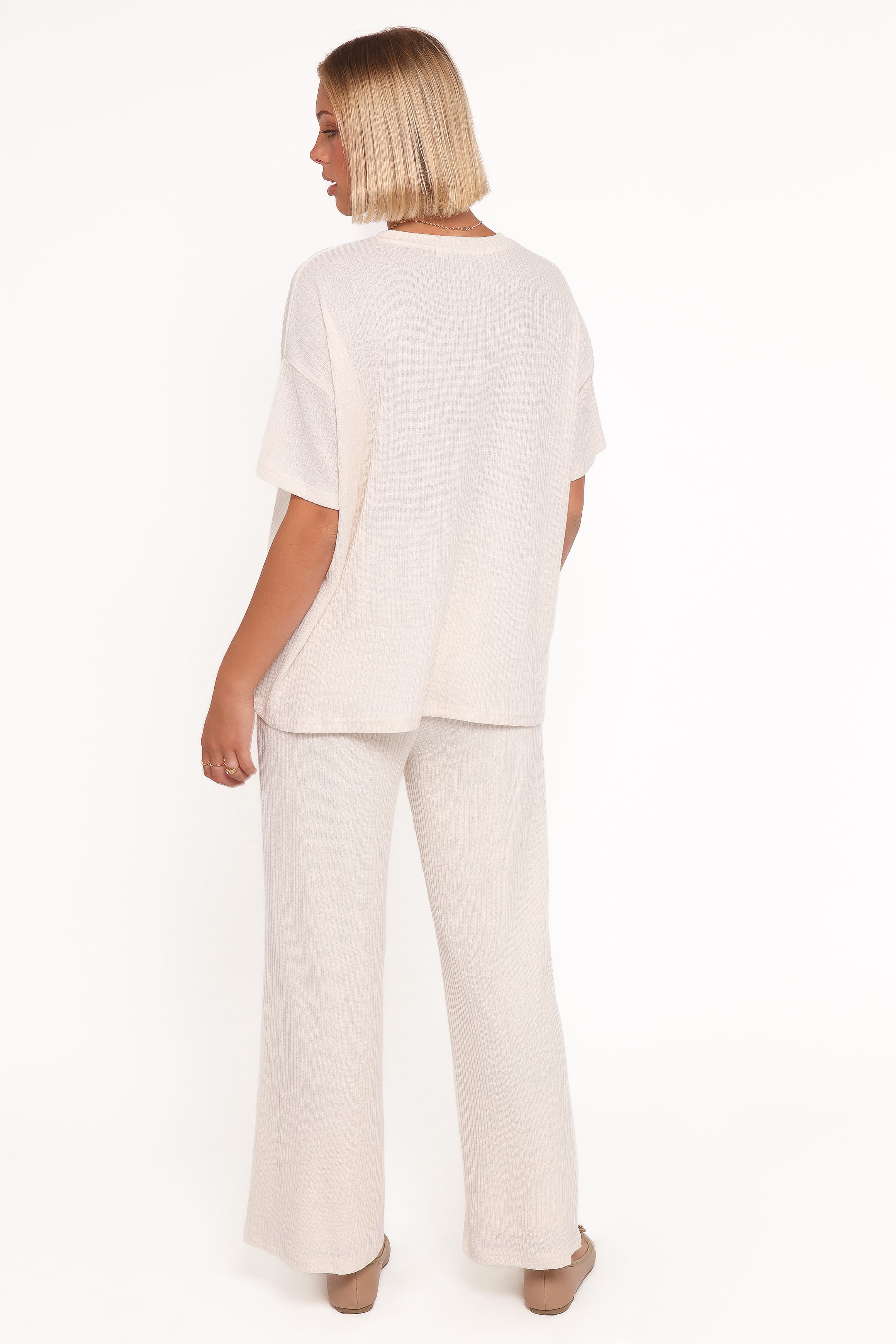Granger — Ribbed Knit Wide-Leg Trousers | Stretch Fit | Neutral Everyday