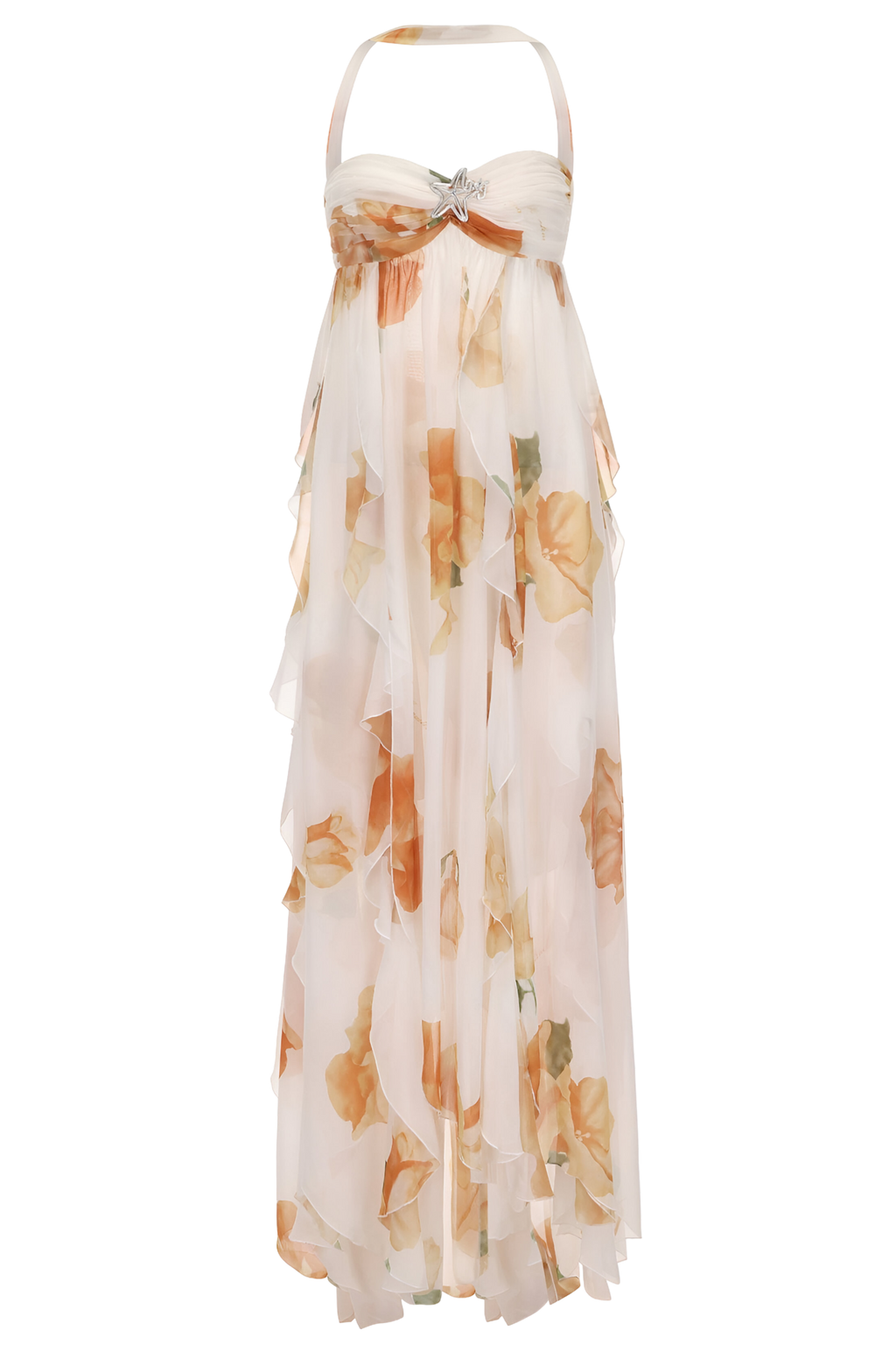 Gwen — Halter-Neck Chiffon Maxi Dress | Open Back | Resort & Evening
