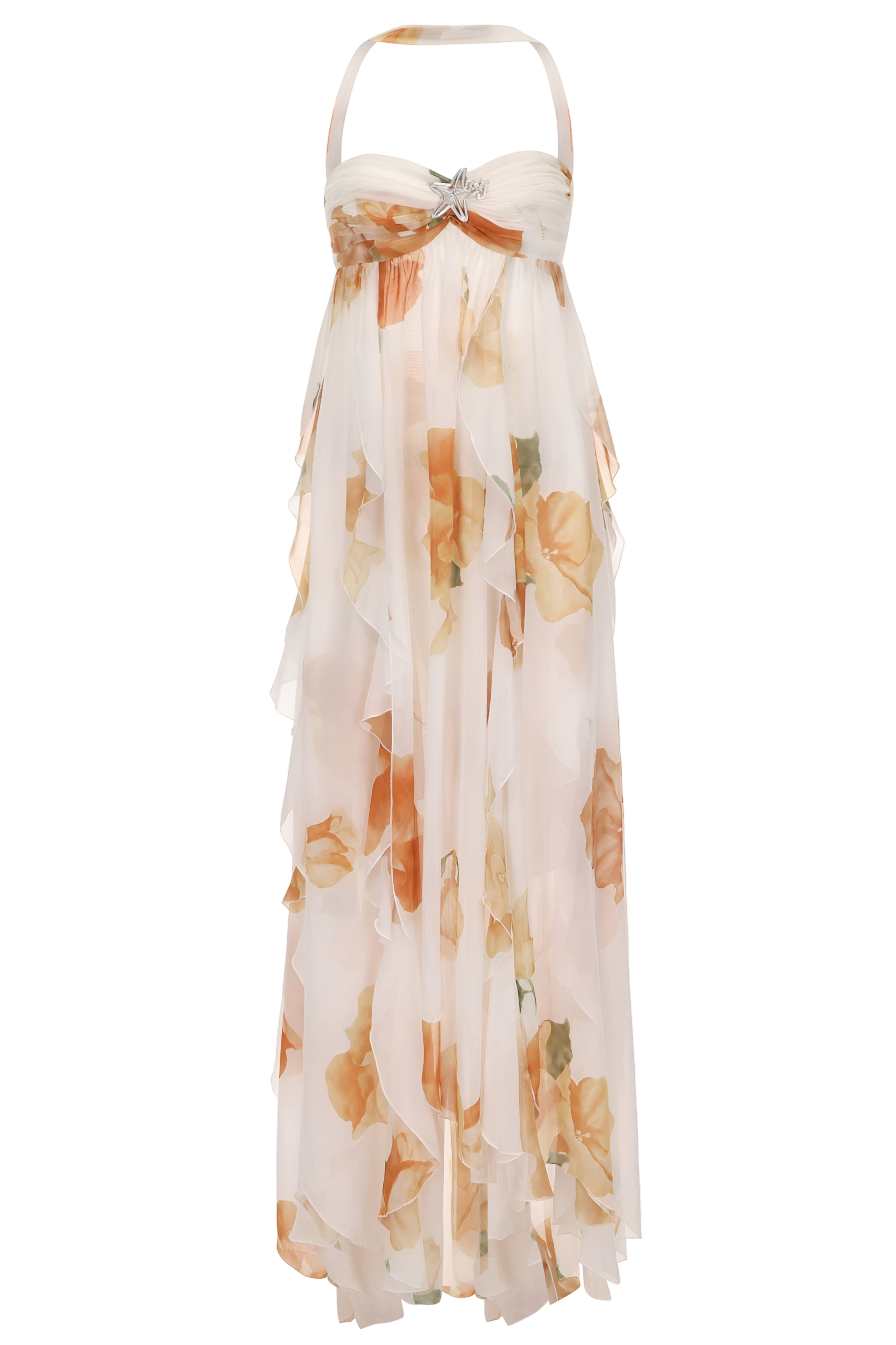 Gwen — Halter-Neck Chiffon Maxi Dress | Open Back | Resort & Evening
