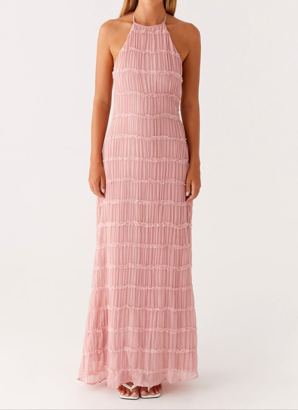 Jolene — Halter-Neck Woven Maxi Dress | Flowing Silhouette | Elegant Evening