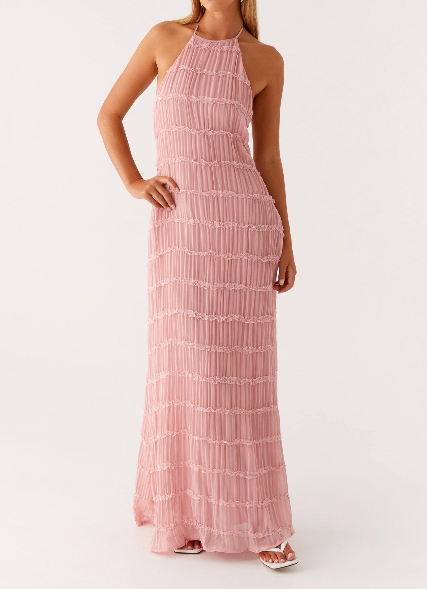 Jolene — Halter-Neck Woven Maxi Dress | Flowing Silhouette | Elegant Evening