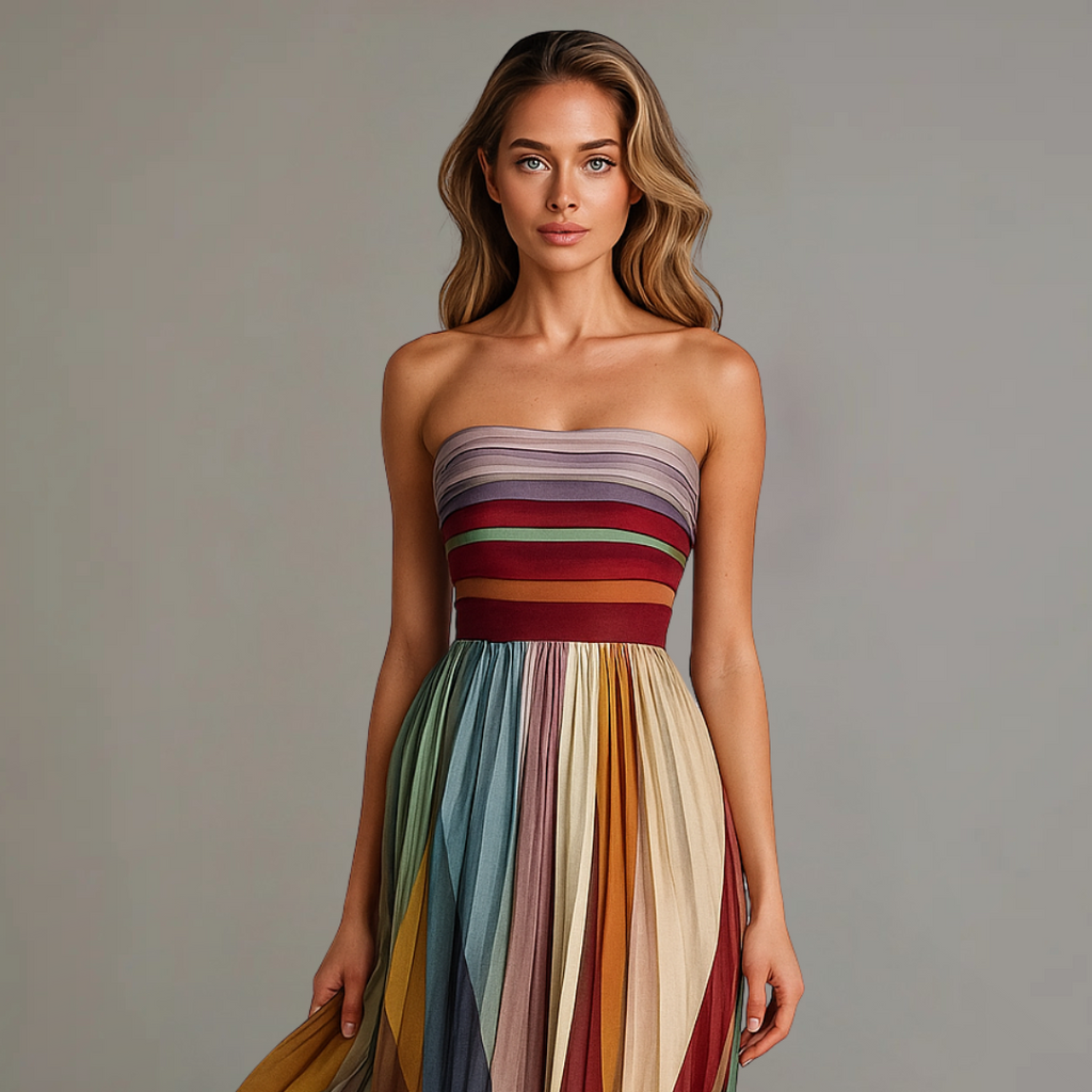 Judith — Strapless Pleated Maxi Dress | Full Skirt Silhouette | Occasion Wear