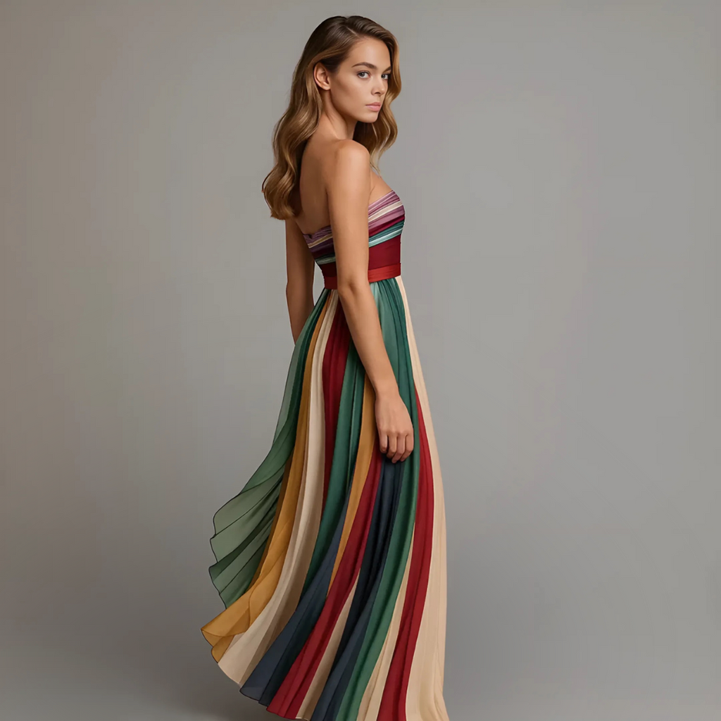 Judith — Strapless Pleated Maxi Dress | Full Skirt Silhouette | Occasion Wear